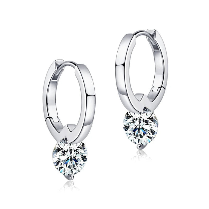 Moissanite Hoop Earrings – 1.0CT VVS1 D-E Color Sterling Silver SF