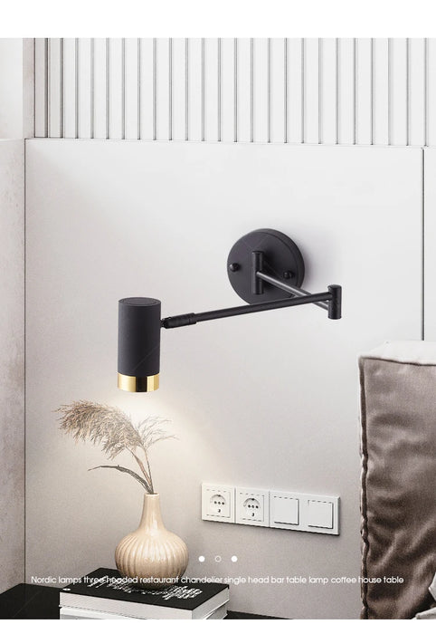 Modern Wall-Mounted LED Lamp – Adjustable Swing Arm with Warm/Cold Light for Bedrooms & Living Rooms - Samanta Factory