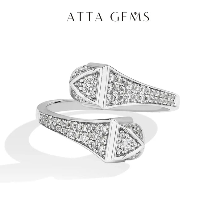 Double Snake Moissanite Ring – S925 Silver Adjustable Design SF