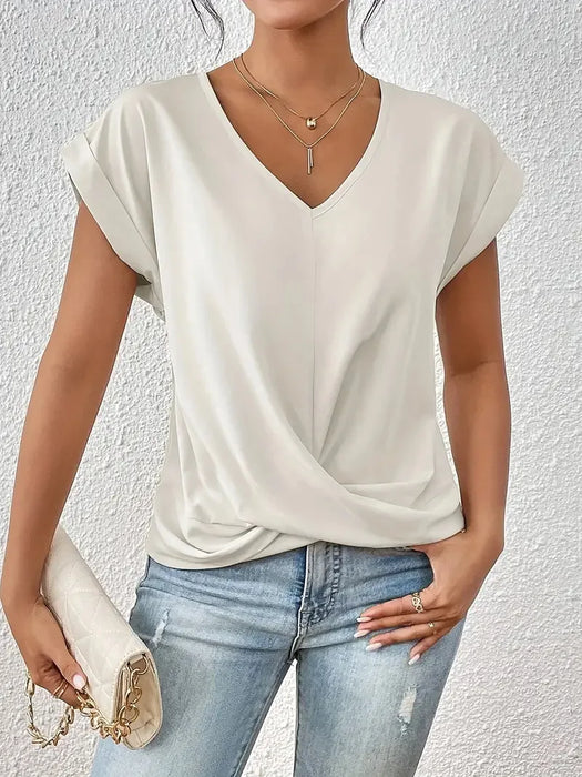 V-Neck Blouse - Casual Elegance for Office & Summer Days - Samanta Factory