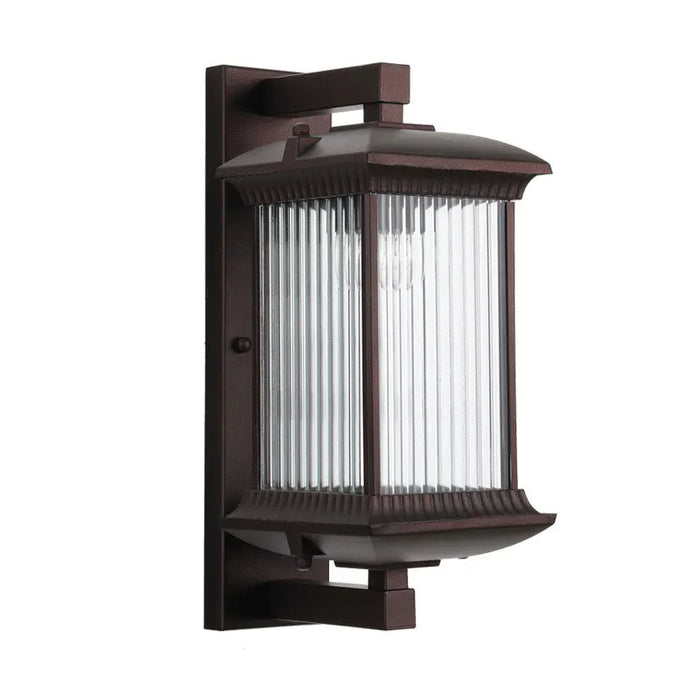 Vintage Wall Lamp – Brown Aluminum & Glass Sconce for Indoor & Outdoor Spaces