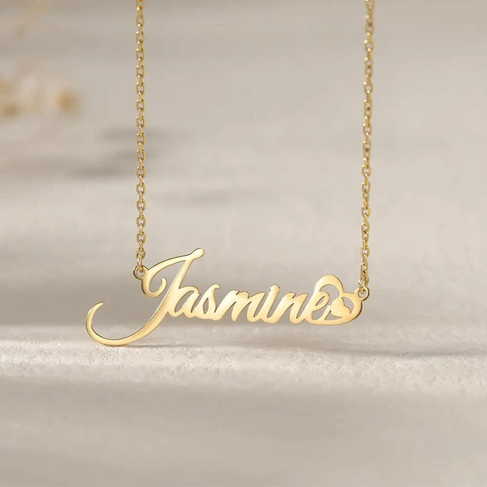 Custom Name Necklace – 18K Gold Plated Personalized Heart Pendant for Women SF