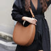 Half-Moon Shoulder Bag – Soft Versatile Leather Handbag for Women - Samanta Factory