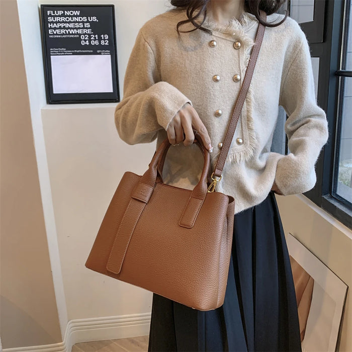 Women’s PU Leather Business Handbag – Saffiano Tote with Adjustable Shoulder Strap