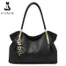 FOXER genuine leather women’s shoulder bag with zipper closure, interior compartments, beading and sequins, soft casual tote.