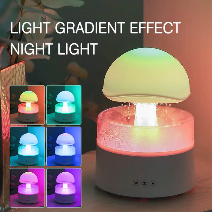 Mushroom Rain Cloud Humidifier – 7-Color LED & Aromatherapy Diffuser for Relaxation & Skin Hydration - Samanta Factory