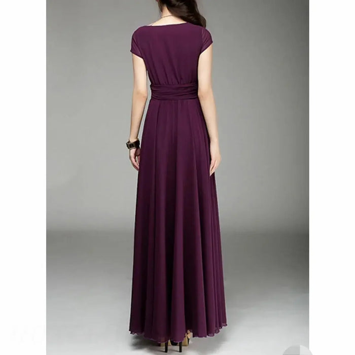 Party Dress – V-Neck Chiffon Elegance - Samanta Factory
