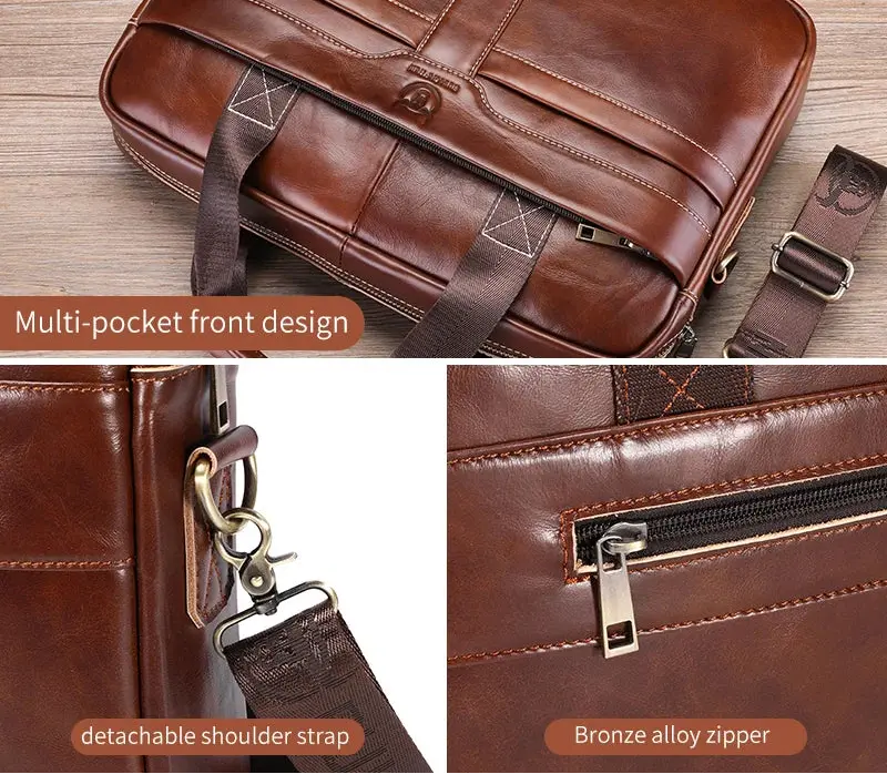 Leather Business Briefcase – Professional 15-Inch Laptop Work Bag SF