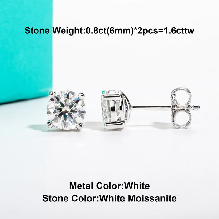 10K Gold Post Moissanite Stud Earrings with GRA Certificate