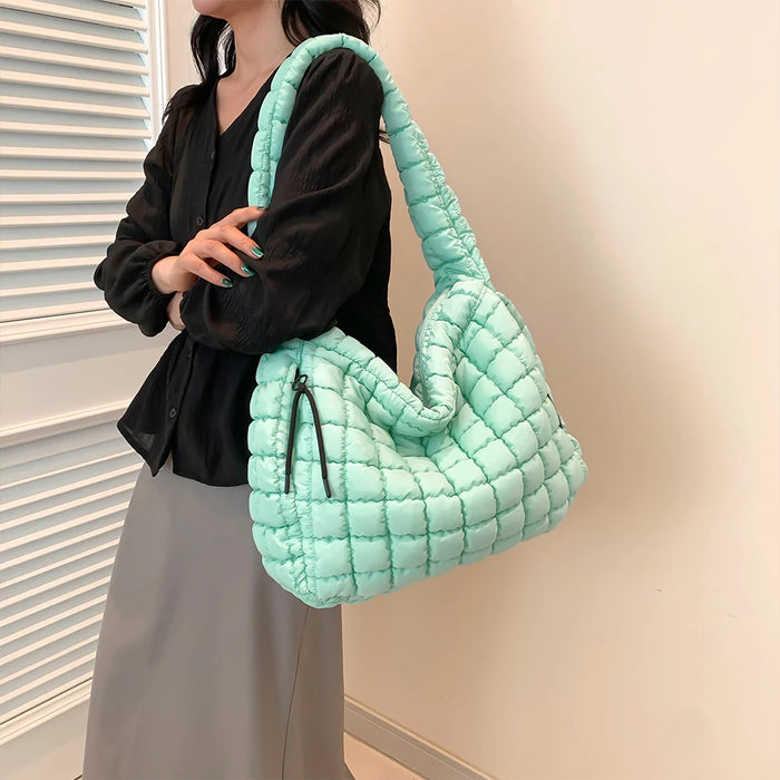 Women’s Puffer Shoulder Bag – Fashion Bubble Tote with Large Capacity