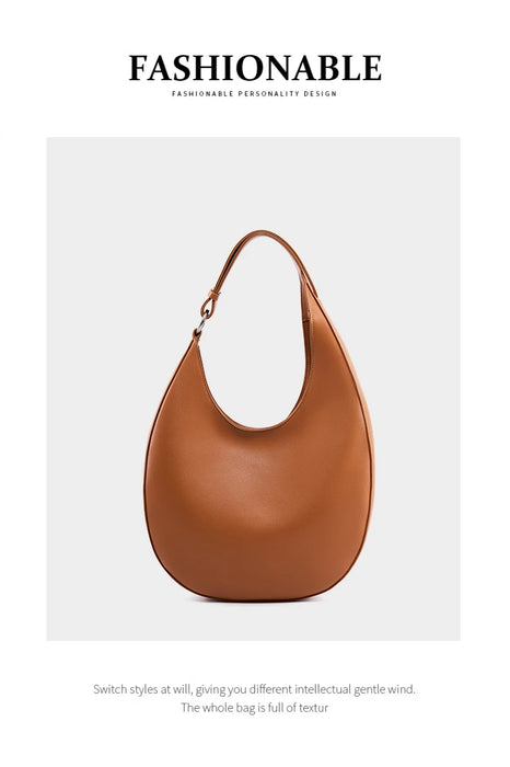 Half-Moon Shoulder Bag – Soft Versatile Leather Handbag for Women - Samanta Factory