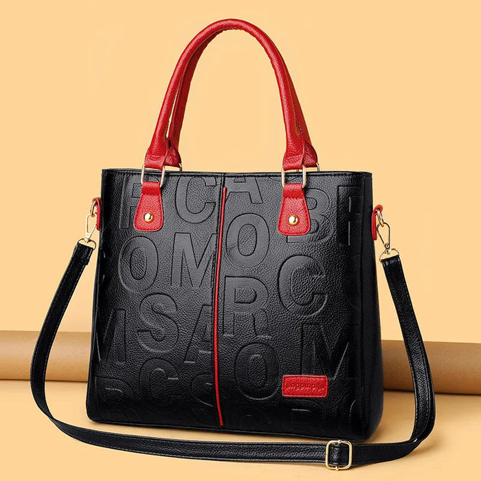 Women's Large Capacity PU Leather Tote Bag – Minimalist Urban Shoulder Bag SF