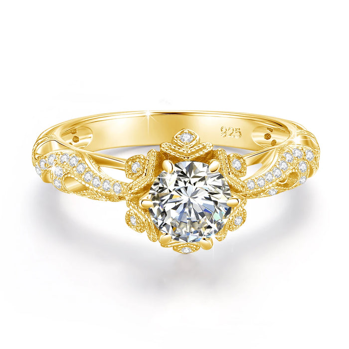 925 Sterling Silver Moissanite Ring – 1ct Skeleton Design with Zircon Accents