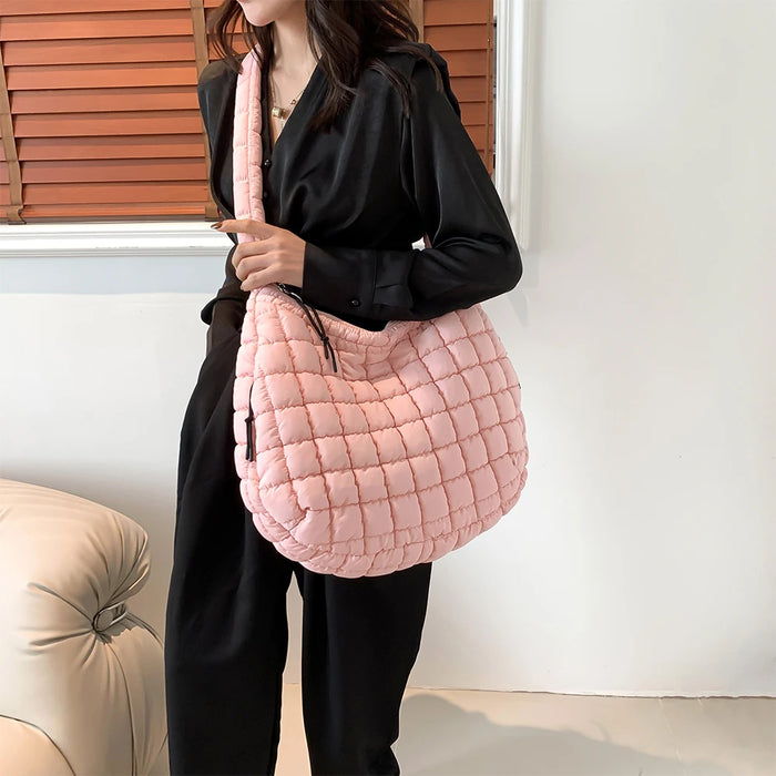 Women’s Puffer Shoulder Bag – Fashion Bubble Tote with Large Capacity