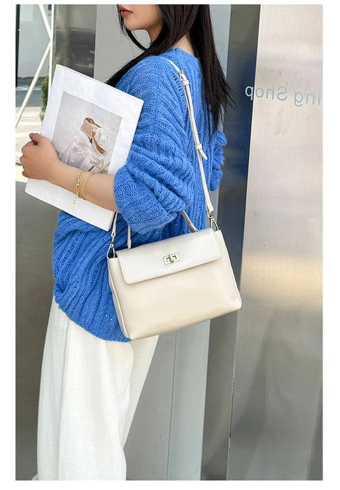 Women’s  Leather Shoulder Bag – Compact Casual Satchel