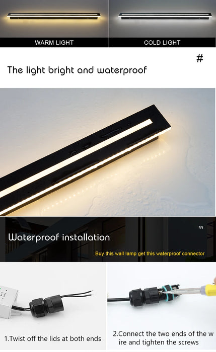 Waterproof LED Wall Sconce – IP65 Long Outdoor Light for Garden & Exterior Decor