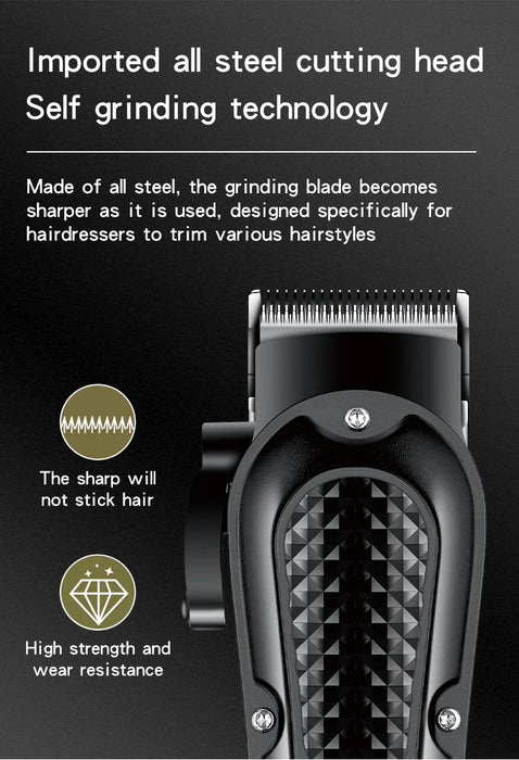 Electric Hair Clipper – Rechargeable Stainless Steel Blade with USB Charging & Adjustable Length