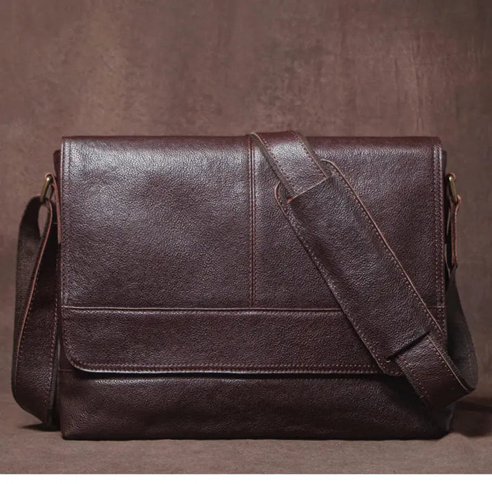 Vintage Leather Satchel Bag – Soft Men’s Crossbody Shoulder Bag SF