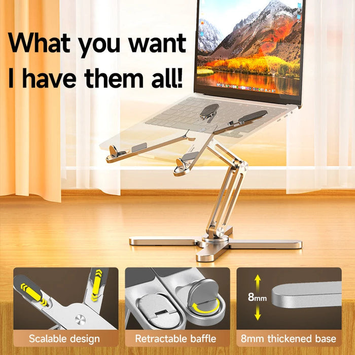 Foldable Laptop Stand 360°Rotation Notebook Table Aluminum Alloy Holder Portable Book Tablet Bracket with Heat Dissipation SF