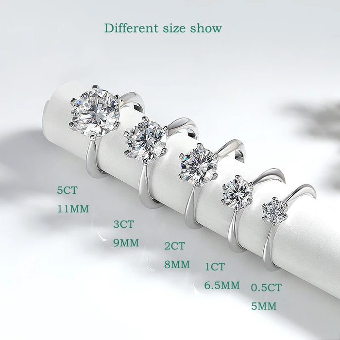 Moissanite Engagement Ring – VVS1 Round Brilliant 925 Silver