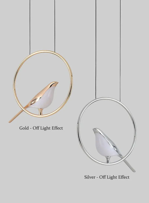 Bird Pendant Light – Modern Gold & Silver Hanging Lamp with Rotatable Magpie Design