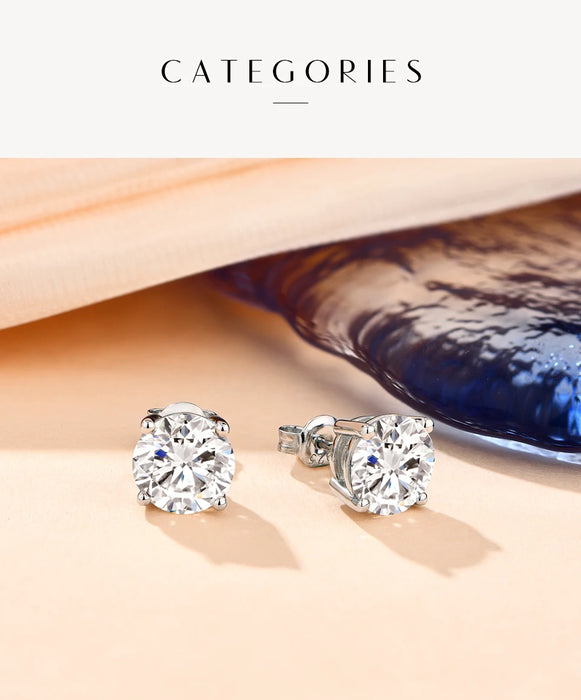 Moissanite Stud Earrings – 2ct D-Color Round Cut