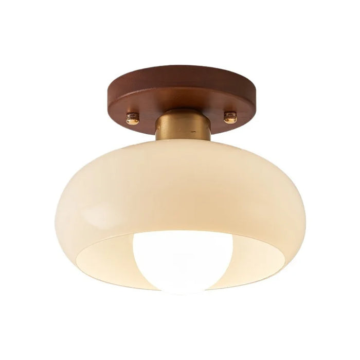 Modern LED Ceiling Light – Wooden & Glass Fixture for Home Lighting - Samanta Factory