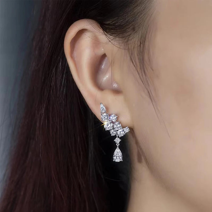 Pear Cut Moissanite Drop Earrings – D Color VVS1 Elegance SF