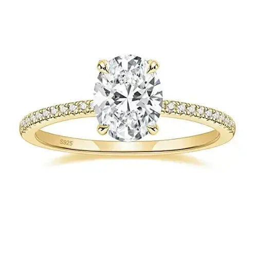 Sterling Silver Oval CZ Ring – Sparkling 3-Carat Simulated Diamond SF