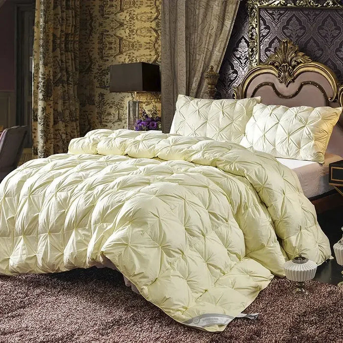 Goose Down Quilted Comforter – 100% Cotton All-Season Duvet, Breathable & Lightweight - Samanta Factory
