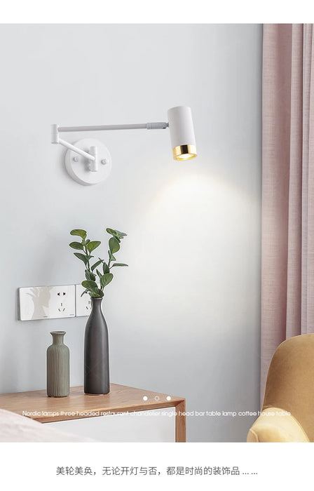 Modern Wall-Mounted LED Lamp – Adjustable Swing Arm with Warm/Cold Light for Bedrooms & Living Rooms - Samanta Factory