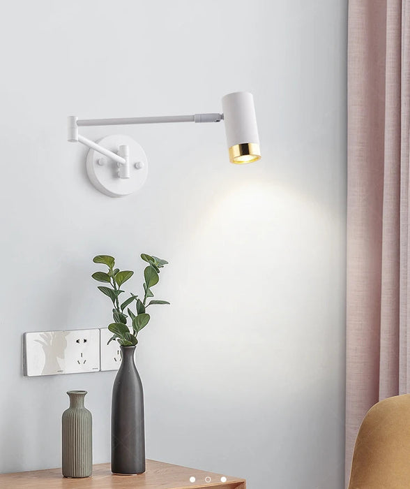 Modern Wall-Mounted LED Lamp – Adjustable Swing Arm with Warm/Cold Light for Bedrooms & Living Rooms - Samanta Factory