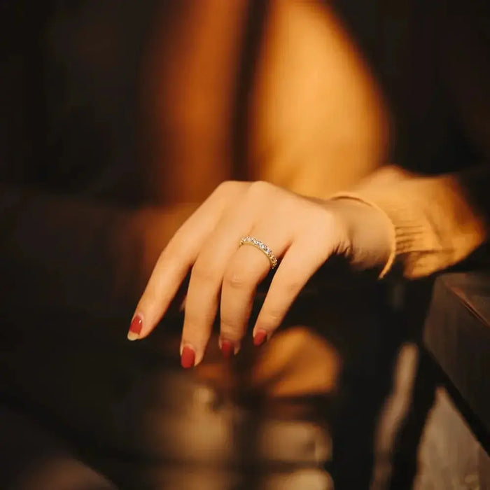 Sterling Silver CZ Eternity Stackable Ring – Women’s Round Cut Wedding Band SF