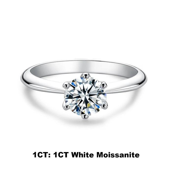 925 Sterling Silver 18K Gold Plated Classic Prong-Set Moissanite Ring