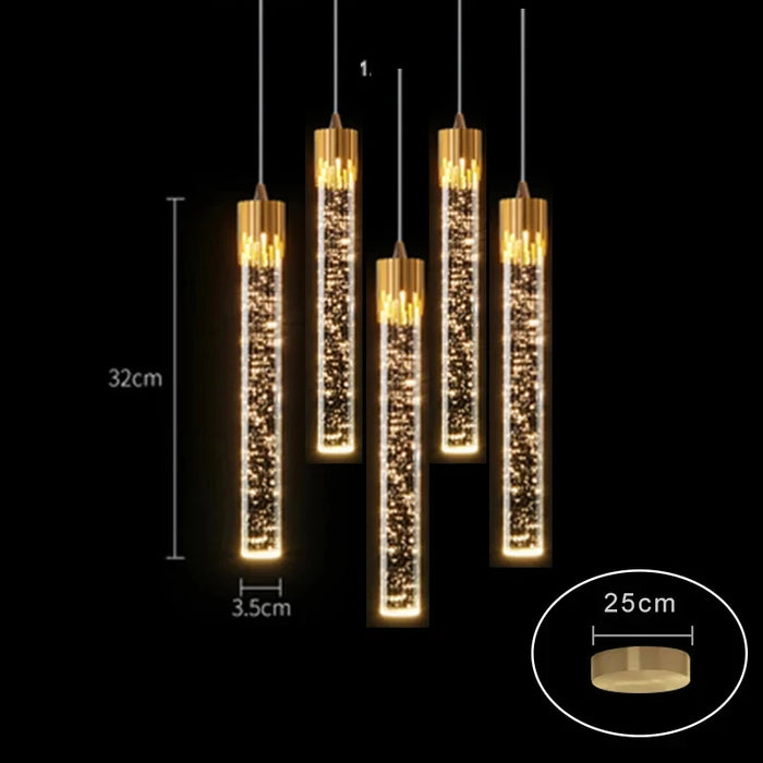 Modern Black & Gold LED Pendant Light – Crystal Rod Design for Ambient Lighting - Samanta Factory