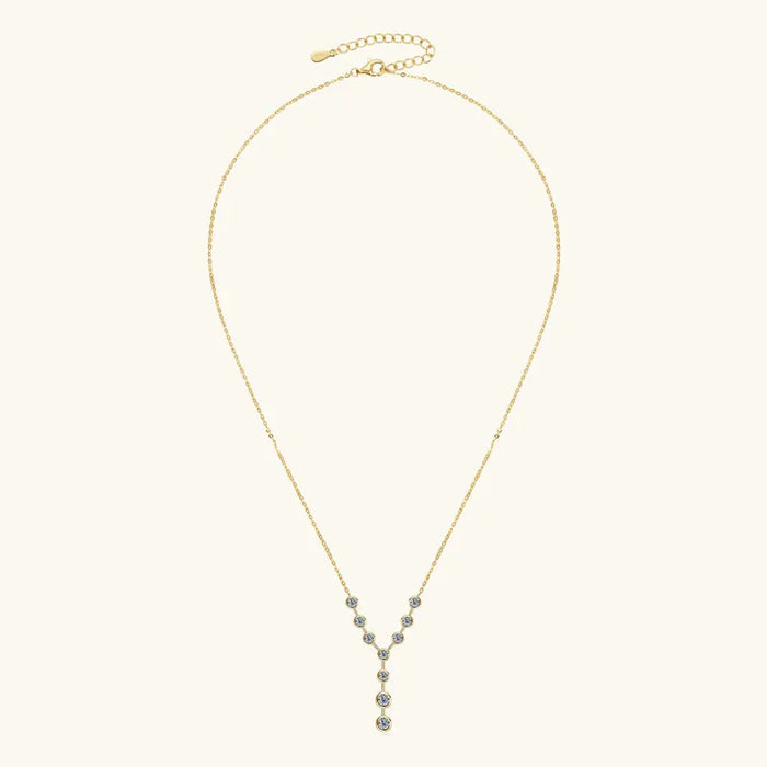 925 Sterling Silver Moissanite Y-Shaped Pendant Necklace