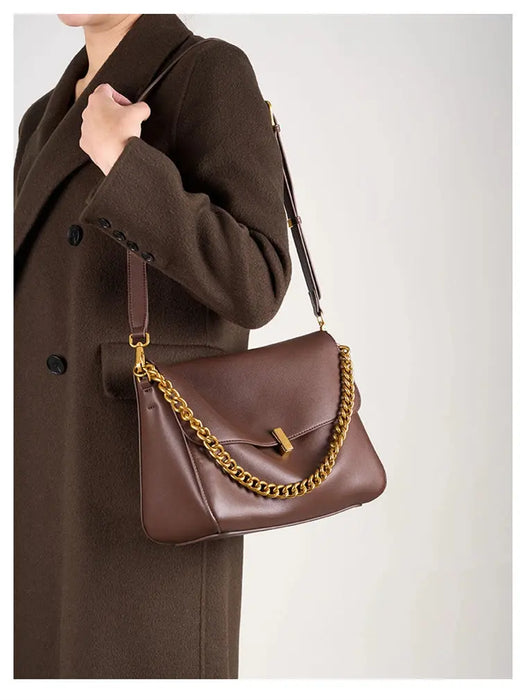 Leather Crossbody Bag - Vintage Soft Flap Style SF