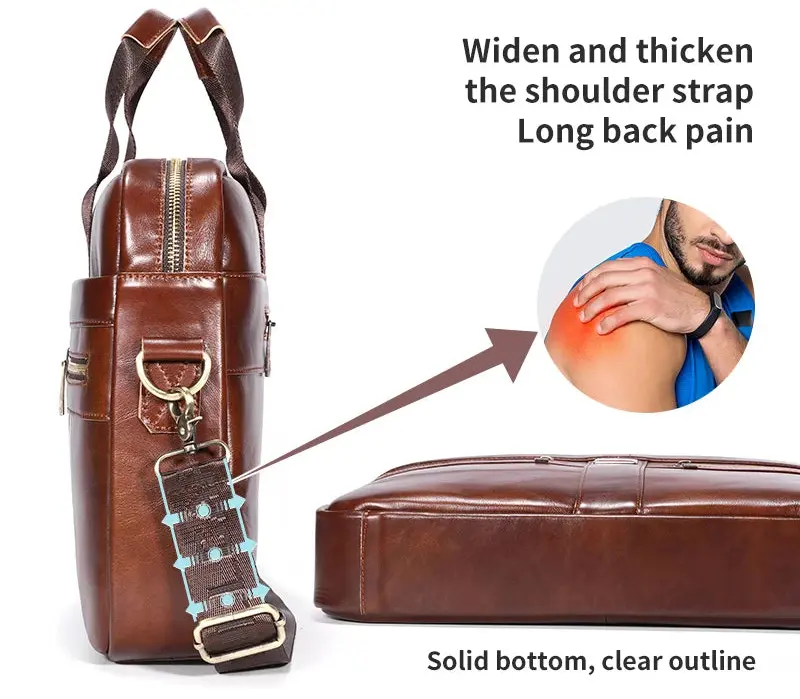 Leather Business Briefcase – Professional 15-Inch Laptop Work Bag SF