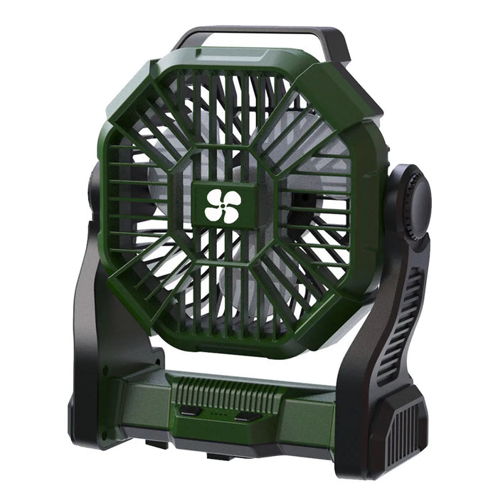 Camping Battery Fan – 10000mAh Rechargeable with LED Light & 4-Speed Wind Control - Samanta Factory