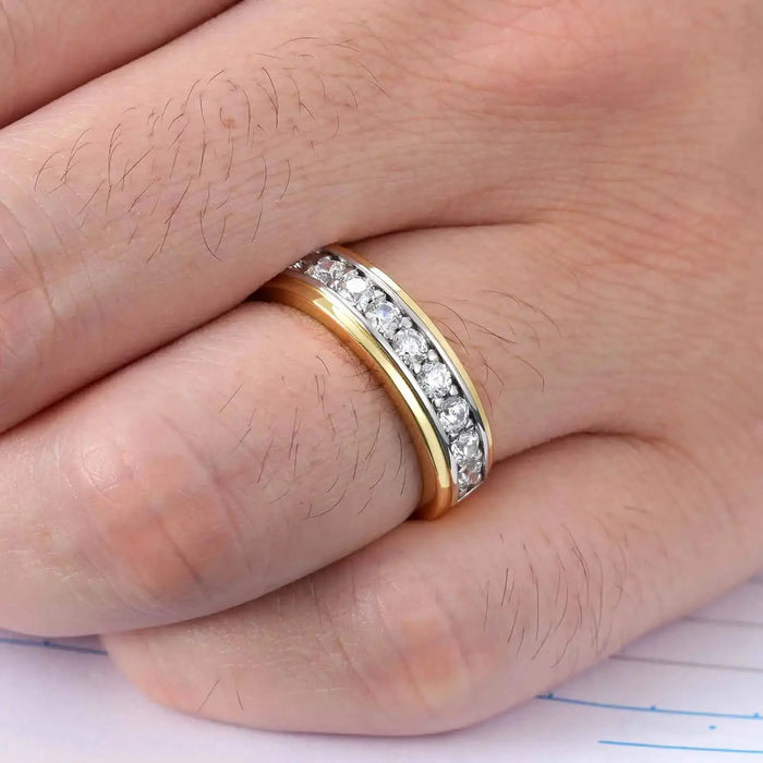 Men’s Moissanite Wedding Ring – D-Color VVS1 Sterling Silver SF