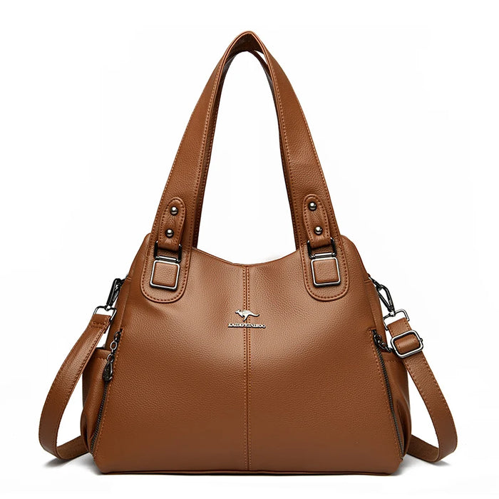 Soft Leather Handbag for Women – Luxury Designer Shoulder Tote, Large Capacity Purse - Samanta Factory