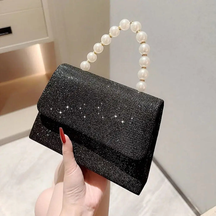 Women's Evening Clutch Bag – Soft Polyester Banquet Handbag with Metal Detailing