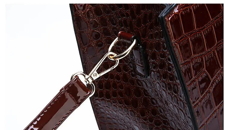 Luxury Crocodile Pattern Handbag – Large Capacity Vintage Women’s Leather Tote Shoulder Bag SF