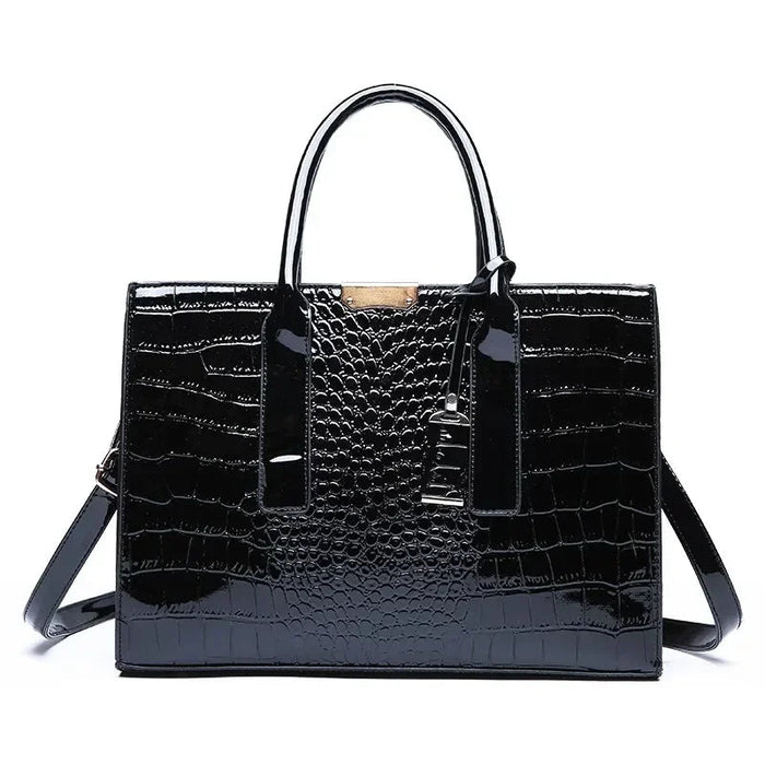 Luxury Crocodile Pattern Handbag – Large Capacity Vintage Women’s Leather Tote Shoulder Bag SF