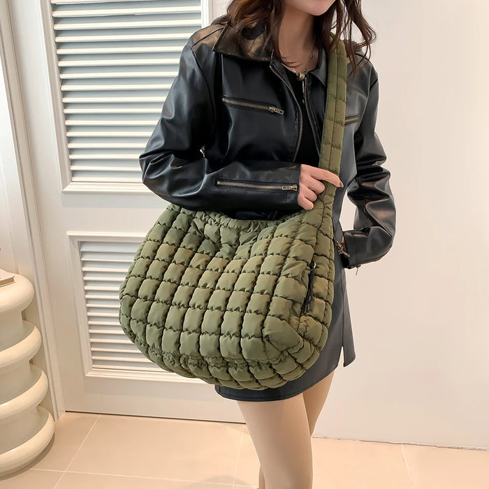 Women’s Puffer Shoulder Bag – Fashion Bubble Tote with Large Capacity