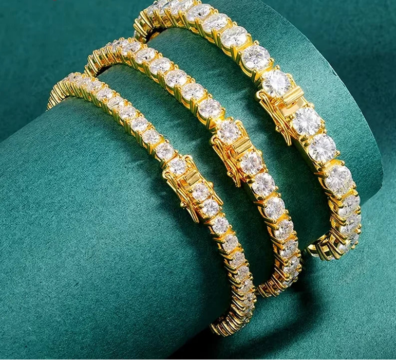 Moissanite Tennis Bracelet – 18K Gold Plated S925 Sterling Silver