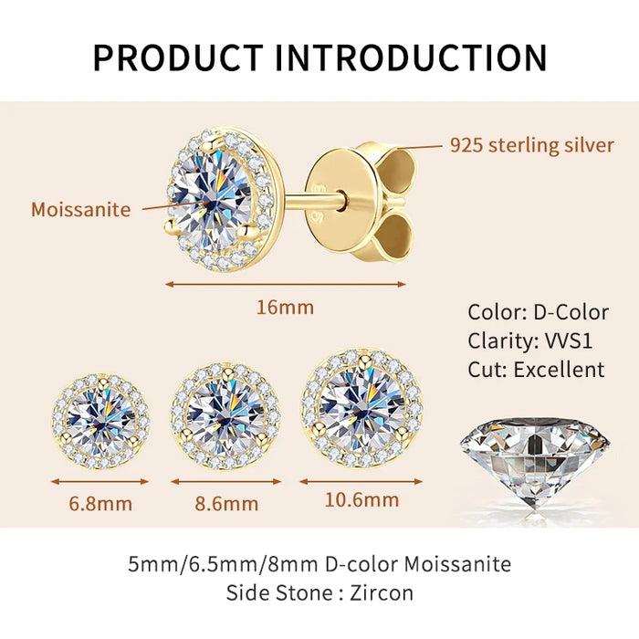 Premium 925 Sterling Silver Round Cut Earrings for Timeless Brilliance