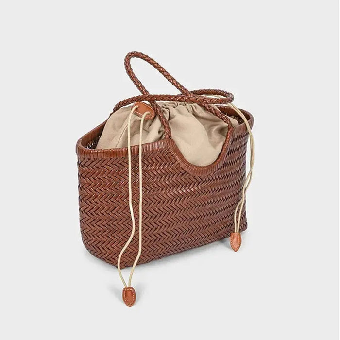 Hand-Woven Tote Bag – French Style Basket Shoulder Bag SF
