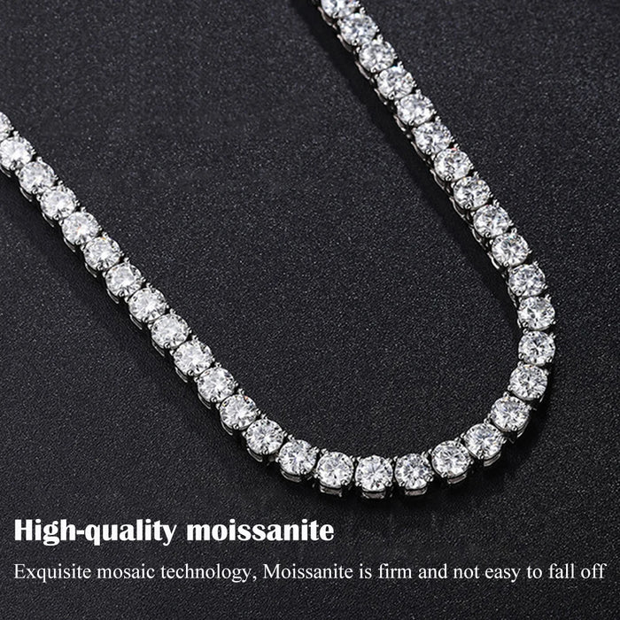Moissanite Tennis Necklace – GRA Certified S925 Silver Sparkle