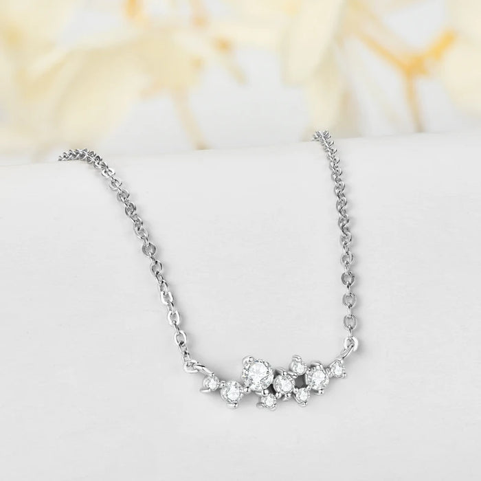 Moissanite Jewelry Set – 925 Sterling Silver Cluster Necklace & Ring